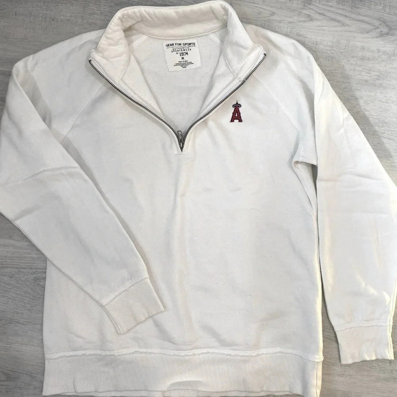 Vintage Baseball Anaheim ANGELS White 1/4 Zip Pullover Sweater Size M - Picture 1 of 16